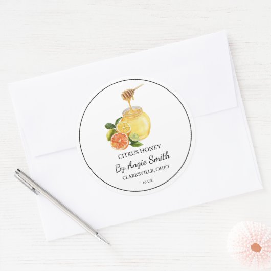 Étiquette de miel infusé d'agrumes simple (Enveloppe)