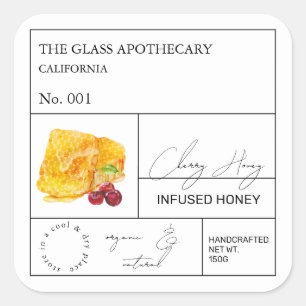 Étiquette de miel infusé de cerisier d'Apothecary