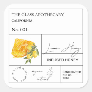 Étiquette de miel infusé de citron d'apothecaire