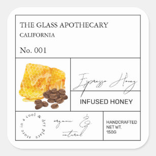 Étiquette de miel infusé d'Espresso au café d'Apot