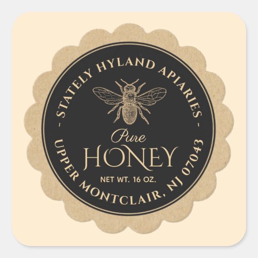 Étiquette de miel Kraft Frontale de pétoncle d'abe (Devant)