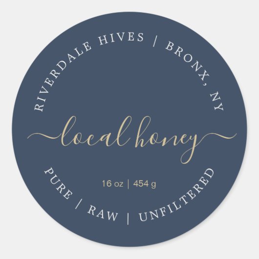 Étiquette de miel minimal Pure Raw Local (Devant)