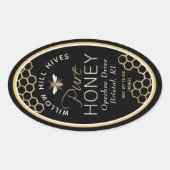 Étiquette de miel noir Queenline avec abeille et n (Devant)