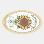 Étiquette de miel ovale en pot Queenline au soleil (Devant)