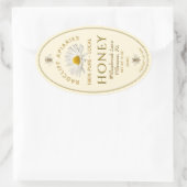 Étiquette de miel ovale ivoire avec abeilles héral (Sac)