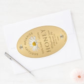 Étiquette de miel ovale or aux abeilles héraldique (Enveloppe)