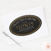 Étiquette de miel professionnel Noir et Or Oval (Enveloppe)