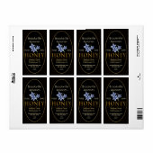 Étiquette de miel pur noir et or avec fleur (Feuille entière)