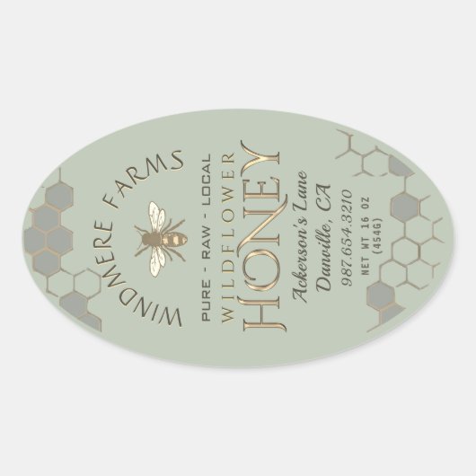 Étiquette de miel Queenline 16/32oz Honeycomb Bee (Devant)