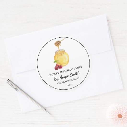 Étiquette de miel simple cerise infusée (Enveloppe)