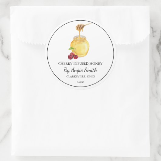 Étiquette de miel simple cerise infusée (Sac)