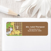 Étiquette De mignons animaux de la jungle Brown (En situation)