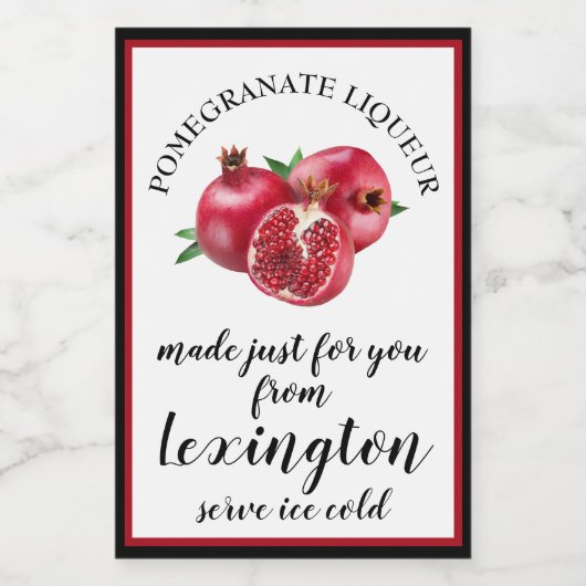 Étiquette de mini bouteille de grenade Liqueur | (Étiquettes simples)
