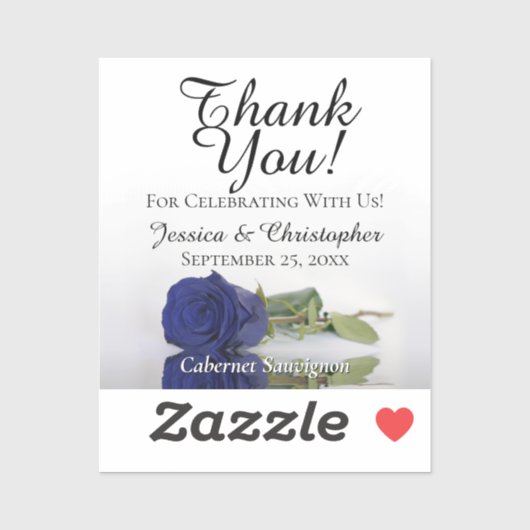 Étiquette de mini-bouteille de mariage Rose Bleu M (Feuille)