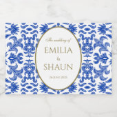 Étiquette de mini-fizz à motif sicilien bleu (Étiquettes simples)