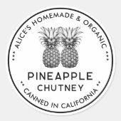 Étiquette de mise en conserve de chutney d'ananas (Devant)
