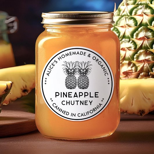 Étiquette de mise en conserve de chutney d'ananas