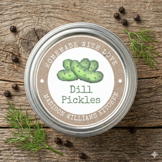 Étiquette de mise en conserve de cornichons au fen