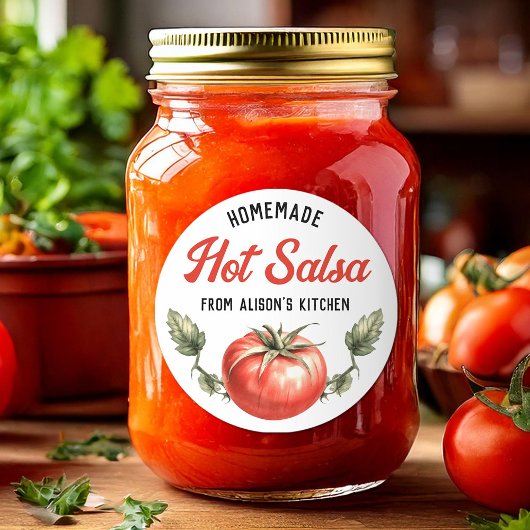 Étiquette de mise en conserve de salsa chaude mais
