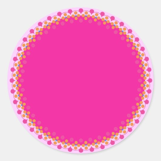 Étiquette de Modèle blanc de frontière rose Polka (Devant)