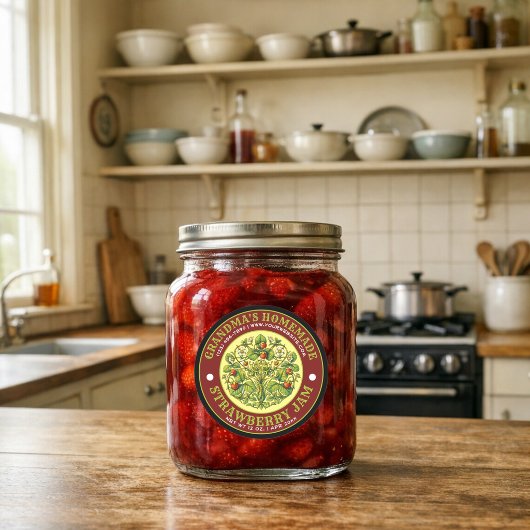Étiquette de modèle de confiture de fraise maison
