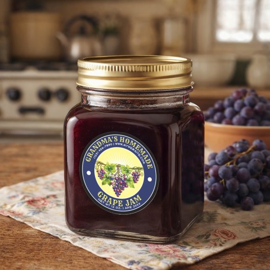Étiquette de modèle de confiture de raisin maison