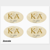 Étiquette de monogramme à l'aquarelle or (Feuille)