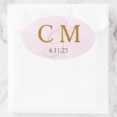 Étiquette de monogramme à l'aquarelle rose (Sac)