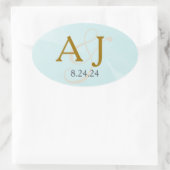 Étiquette de monogramme aquarelle turquoise (Sac)