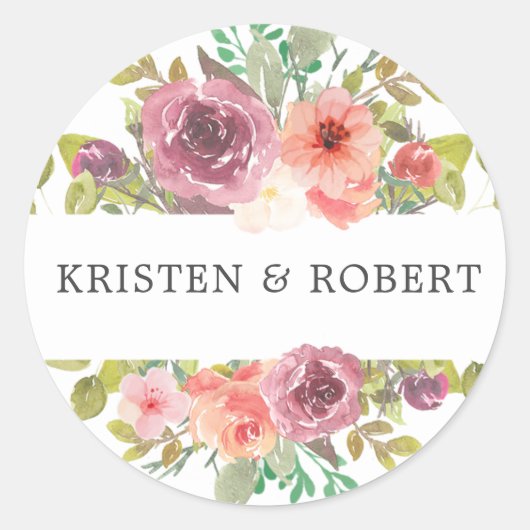Étiquette de monogramme de mariage ⎢Été vibrant (Devant)