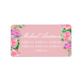 Étiquette de monogramme rose rose Rose (Devant)