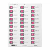 Étiquette de monogramme tendance noir et rose vif (Feuille entière)