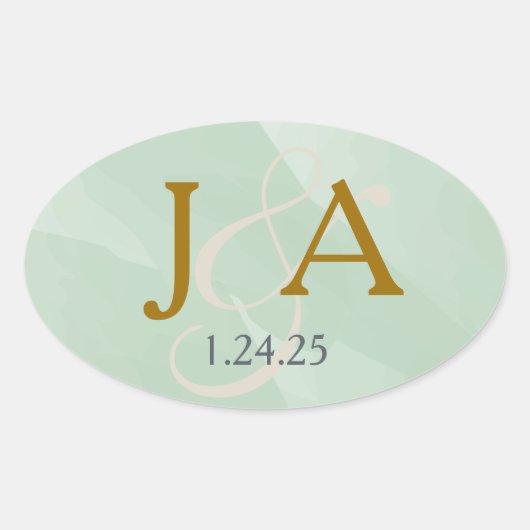 Étiquette de monogramme vert (Devant)