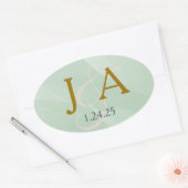 Étiquette de monogramme vert (Enveloppe)