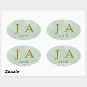 Étiquette de monogramme vert (Feuille)