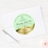 Étiquette de Monogramme vert clair Wavy Gold (Enveloppe)