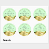 Étiquette de Monogramme vert clair Wavy Gold (Feuille)