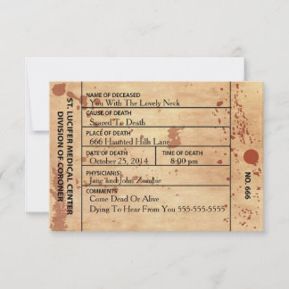 Étiquette de morgue ensanglantée Invitation Hallow