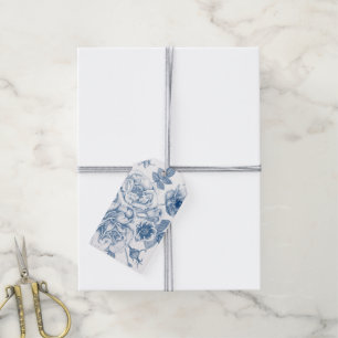 étiquette de motif Vintage bleu élégant