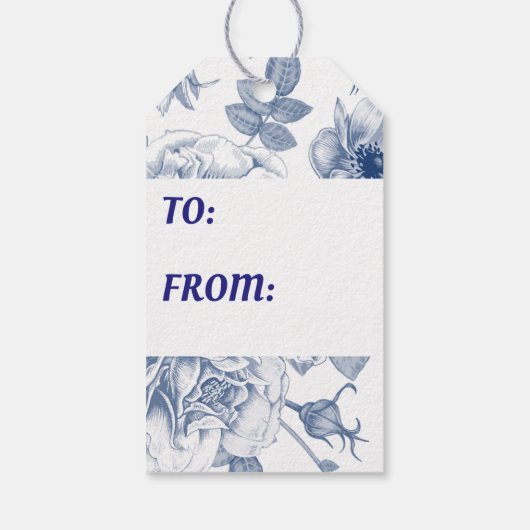 étiquette de motif Vintage bleu élégant (Dos)