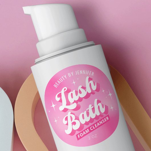Étiquette de nettoyant de bain à lash rose tendanc