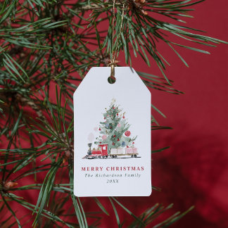 Étiquette de Noël à personnaliser Train Jouet Aqua
