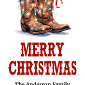 étiquette de Noël à roue de cowboy occidental modi