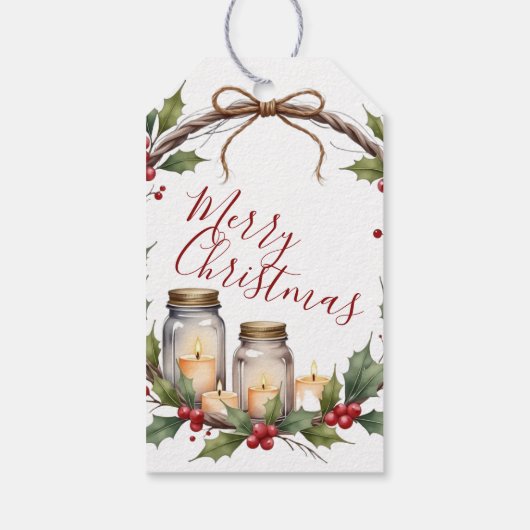 Étiquette de Noël avec bougies en pot Mason (Dos)