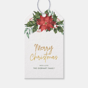 Étiquette de Noël Berris aquarelle rouge vert scri