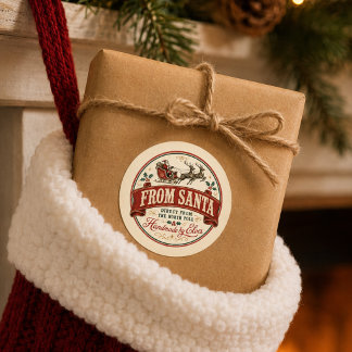 Étiquette de Noël de la part du Père Noël vintage