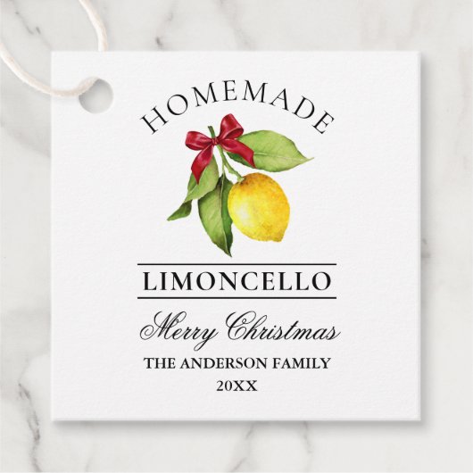 Étiquette de Noël de Limoncello au citron d'aquare (Devant)