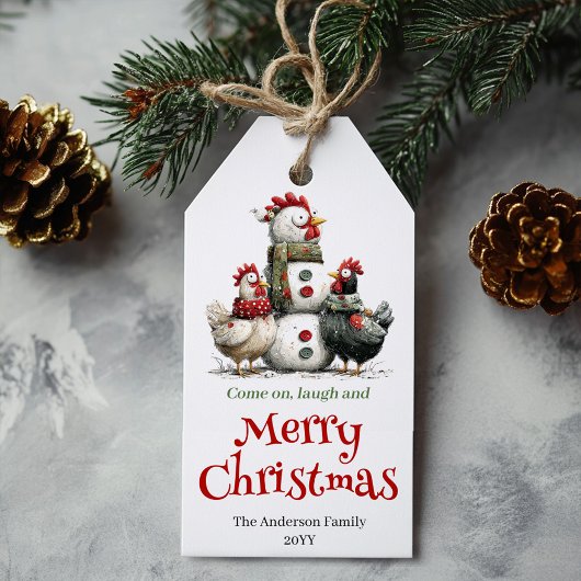 Étiquette de Noël de poulets fantaisistes éditable