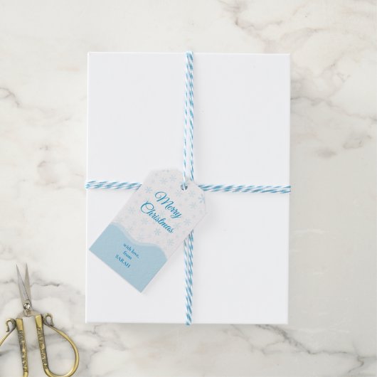 Étiquette de Noël | Dessin de flocon de neige (Avec de laficelle)