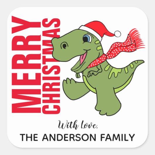 Étiquette de Noël dinosaure (Devant)